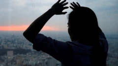 silhouette of a troubled woman