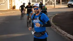 Hugo Farias durante a primeira das 366 maratonas que percorreu consecutivamente