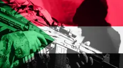 መሳርያ የታጠቀ ሰው እና የሱዳን ሰንደቅ ዓላማ
