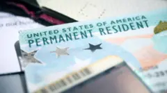 Ilustração de um visto permanente para os EUA