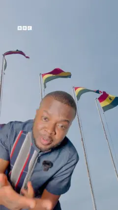 Komla Adom and Ghana flags