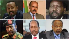 RW Abiy, Madaxweyne Isyaas, Madaxweyne Kiir, Al-Burhan, Madaxweyne Xasan iyo Masaxweyne Imaaciil
