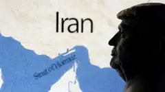 Профиль Трампа на фоне карты Ирана и Персидского залива