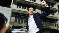 Guaidó dio un discurso a sus seguidores en Caracas.