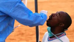 A man is tested for Covid in South Africa