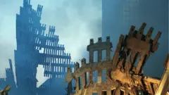 Wreckage of the World Trade Center September 13, 2001 in New York City