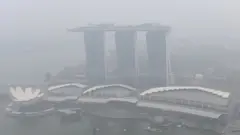 Marina Bay Sands hotel shrouded in haze