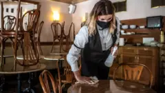 Cleaning in Cafe Savoy, Prague, 24 May 20