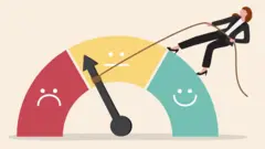 Ilustración que muestra a una persona intentando subir su credit score.