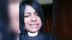 Reverend June Major in a selfie wearing her priest's collar . She says an Anglican church priest raped her in 2002