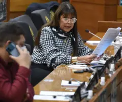 Celeste Amarilla falando quando era deputada em sessão plenária do Congresso paraguaio em março de 2021