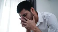 Man having a sudden illness.