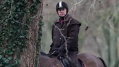 Andrew Mountbatten-Windsor rides a horse in Windsor Great Park, near to Royal Lodge, on Monday.