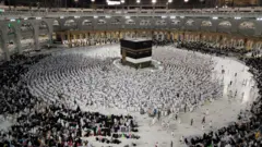 Muslims, who came to the holy lands from all over the world, perform night prayer as they continue their worship to fulfill the Hajj pilgrimage in Mecca, Saudi Arabia on July 01, 2022.