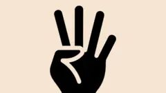Gambar empat jari dari unggahan template @johnmuhammad_ yang menganjurkan masyarakat tidak memilih pasangan calon nomor urut 02, Prabowo-Gibran.