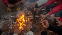 তীব্র শীতে আগুন পোহাচ্ছে মানুষ। (ফাইল ছবি)