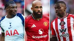 Aworan agbabọọlu Mohammed Kudus, Bryan Mbeumo ati Habib Diarra