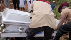 Awọn ẹṣọ oju popo meji n gbiyanju lati gbe posi funfun sinu iho