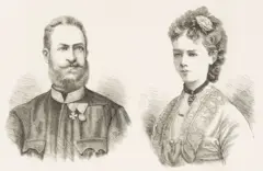 Retratos de Ernesto Augusto (1845-1923), príncipe heredero de Hannover, heredero de Brunswick, tercer duque de Cumberland y Teviotdale, tercer conde de Armagh, y la consorte Thyra (1853-1933), princesa de Dinamarca.