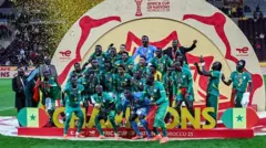 Senegal national tyeam celebrate wit di 2025 Afcon trophy