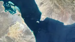 Babülmendep Boğazı'nın uydudan görüntüsü 