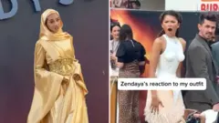 Zainab Jiwa comparece à estreia londrina de 'A Odisseia' em Londres e Zendaya reage.