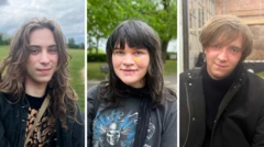 Trei tineri privesc direct în obiectivul camerei și pozează pentru o fotografie. Imaginile au fost realizate separat și reunite într-un singur cadru. Fergus, din stânga, are părul lung și ondulat. Lucian, din mijloc, se află într-un parc, văzându-se în fundal un copac bogat în frunziș. El are părul lung și poartă breton, precum și două aplicații în formă de stea galbenă pe obraz, un inel în nas și două piercinguri în buză. Matthew, din dreapta, își înclină ușor capul în timp ce pozează, având în fundal o masă de fotbal de masă și un perete din cărămidă.