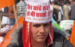 जोधपुर में खेजड़ी बचाओ आंदोलन में शामिल एक महिला 