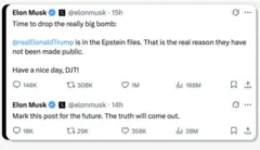 Postagem de Elon Musk no X em 5/6/2025
