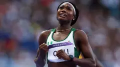 Nigeria sprinter, Favour Ofili wear di nation track jersey