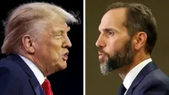 Коллаж из портретов Дональда Трампа и Джека Смита.