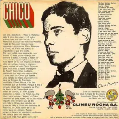 Capa ou contracapa de disco traz logo da Clineu Rocha e imagem do rosto de Chico, além da letra da música
