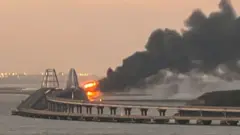 Crimea bridge on fire