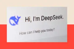 La aplicación DeepSeek se muestra con el mensaje: "¿En qué puedo ayudarte hoy?".