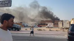 Imagen del humo causado por el ataque.