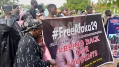 Family, friends of kidnapped students dey protest for national assembly