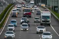 වාහන පෙළක ඡායාරූපයක්