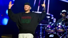 René Pérez "Residente" se presenta en un concierto multitudinario en el Zócalo, el 6 de septiembre de 2025, en la Ciudad de México.