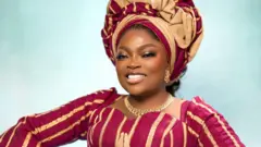 Gbajugbaja oṣere Funke Akindele wọ aṣọ ofi, o si tun we gele
