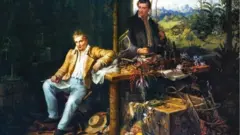 Alexander von Humboldt (1769-1859) y Aimé Bonpland (1773-1858) en su exploración de la selva amazónica, pintados por Eduard Ender (1822-1883) en 1856.