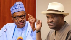 Nigeri president Muhammadu Buhari, Nyesom Wike of Rivers state