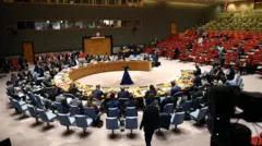 Wajumbe wa Baraza la Usalama la Umoja wa Mataifa wakiwa wamehudhuria mkutano kuhusu Sudan na Sudan Kusini kwenye makao makuu ya Umoja wa Mataifa Januari 27, 2025 huko New York City.