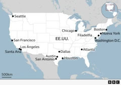 Mapa de las protestas en Estados Unidos.