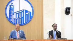 የምክር ቤቱ አፈጉባኤ አቶ ታገሰ ጫፎ እና የፍትህ ሚኒስትሩ ጌዲዮን ጢሞቲዮስ (ዶ/ር) 
