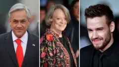 A imagem apresenta três retratos lado a lado: Sebastián Piñera, Maggie Smith e Liam Payne, cada umsite de jogo blazeeventos ou contextos distintos.