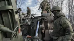 Forces of di self-proclaimed Donetsk People's Republic prepare to fire one self-propelled mortar 2S4 'Tulip' not far from Bakhmut, Donetsk region, Ukraine, 01 December 2022