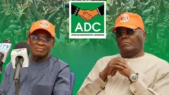 ADC National Chairman, David Mark and Atiku Abubakar wit ADC logo