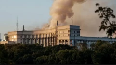 러시아 순항 미사일이 우크라이나 내각 건물을 공격했다