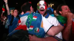 Italian football fans celebrate in Rome. Photo: 11 July 2021