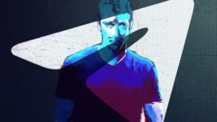 фигура на фоне логотипа телеграм